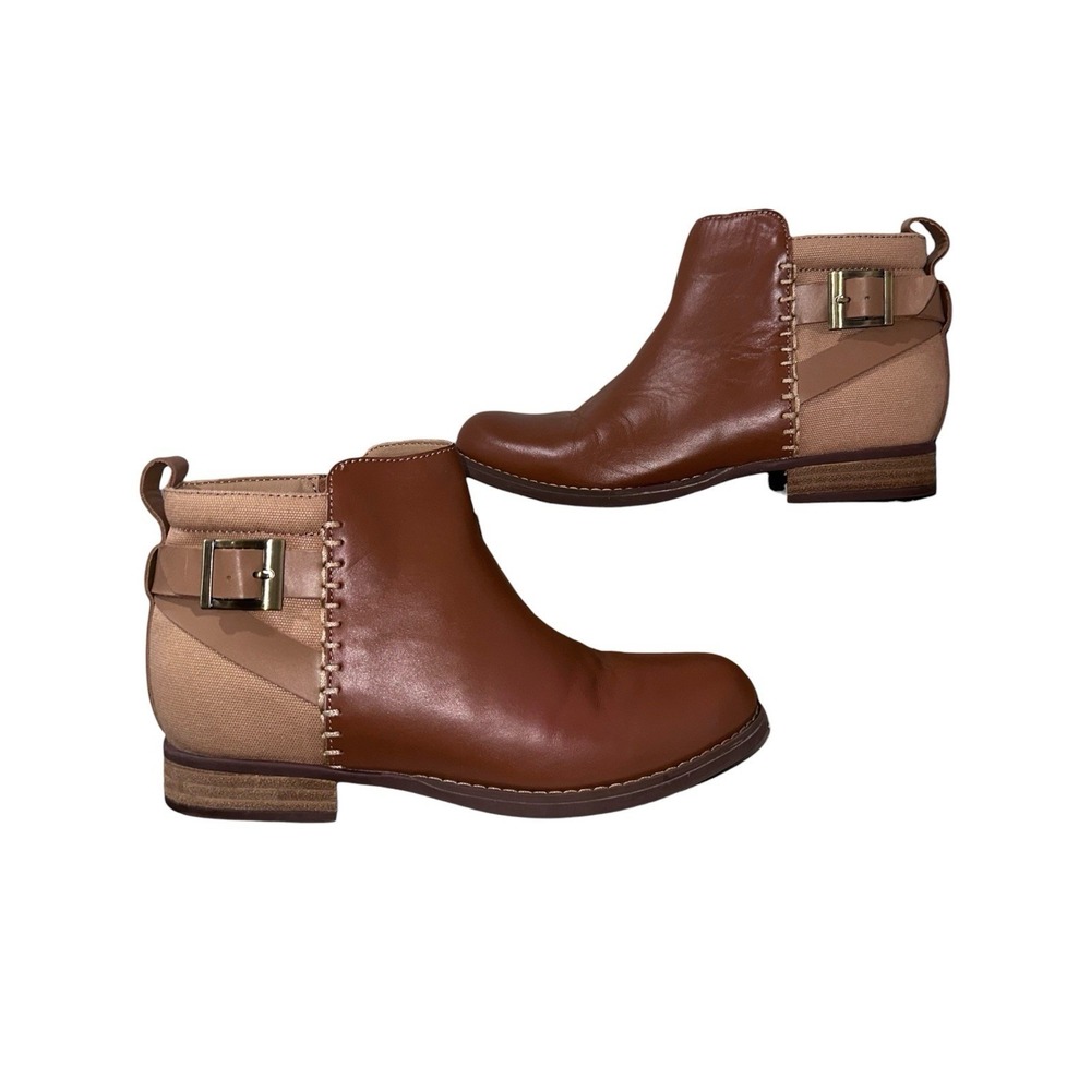 Spenco Women's Dove Creek Ankle Boot in Saddle‎ Leather Size W8 Brown Two-Tone